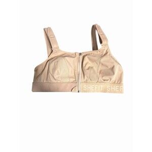 SHEFIT High Impact Adjust Ultimate Sports Bra Beige Front Zipper - 2luxe